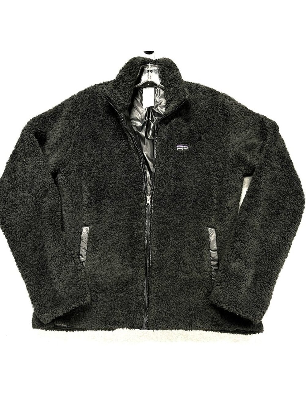 Patagonia Los Lobos Jacket Womens XL Black Lined Sherpa Fuzzy Deep Pile Fleece